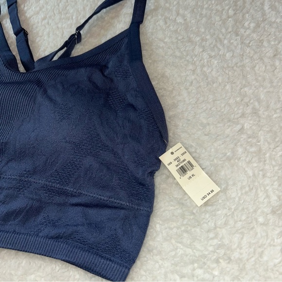 Aerie Seamless Jacquard Padded Longline Bralette Blue Size XL NWT - Picture 2 of 3
